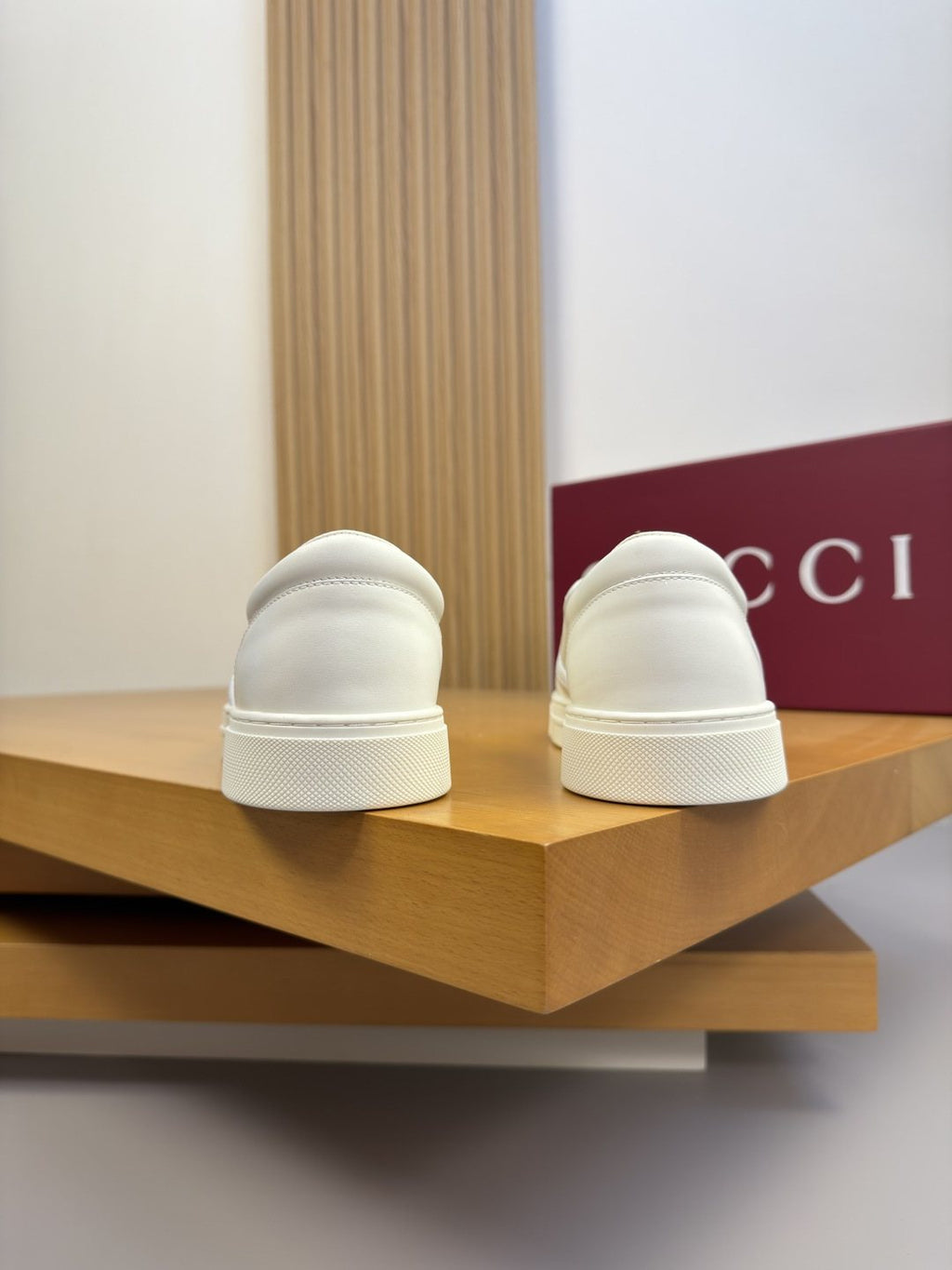 Ivory White Embossed Slip-On Sneakers — back