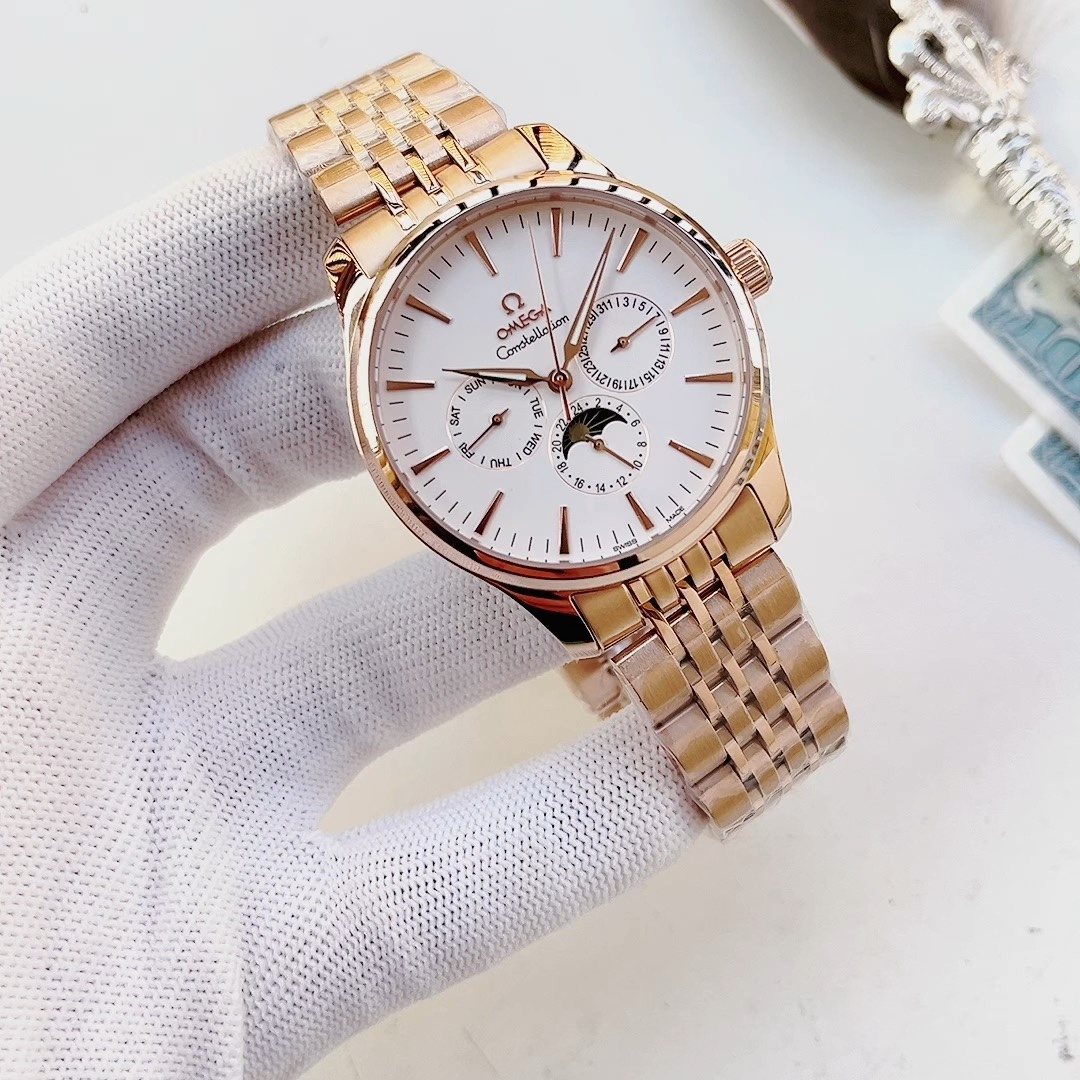 OLEVS White Dial Rose Gold Metal Bracelet Watch — hero