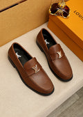 LOUIS VUITTON Brown Metal Hardware Loafers — hero