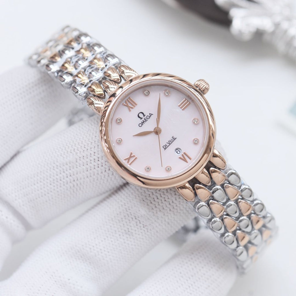 OMEGA Silver Rose Gold Watch — front