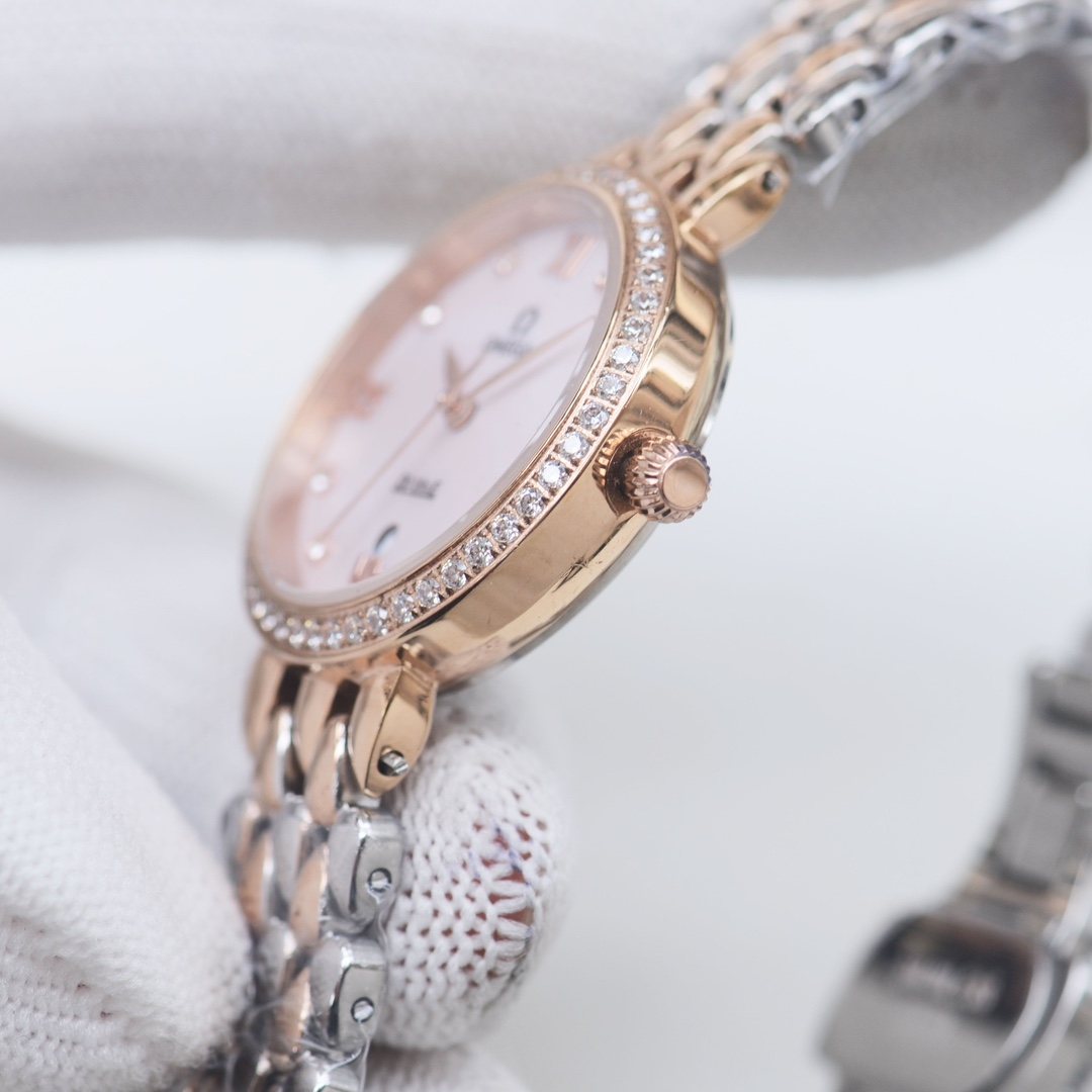 OMEGA Silver Rose Gold Watch — side