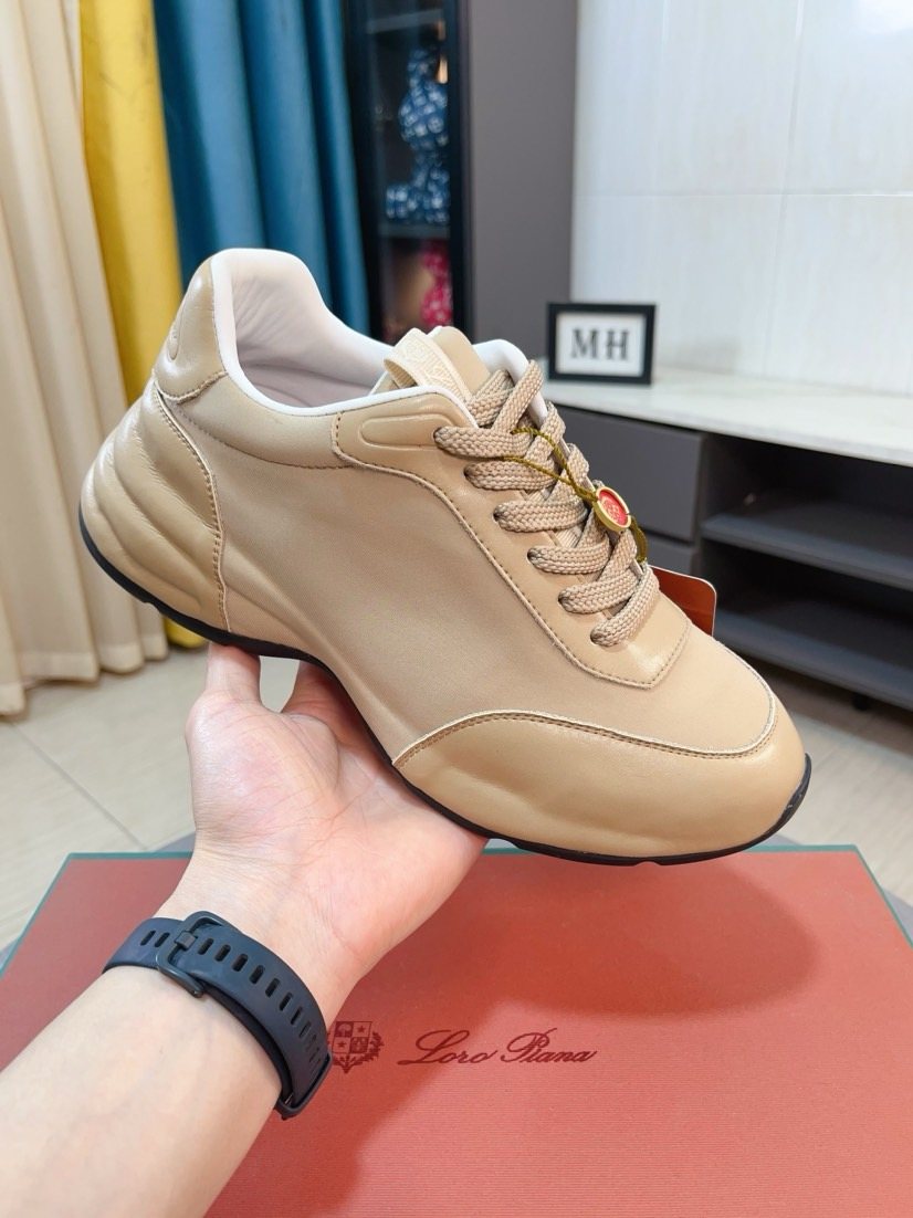 Loro Piana Beige Low-Top Sneakers — front