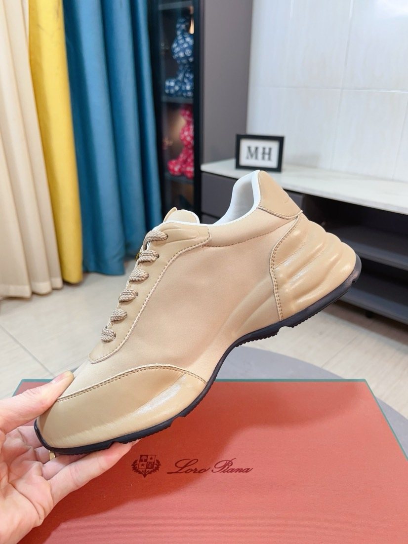 Loro Piana Beige Low-Top Sneakers — side