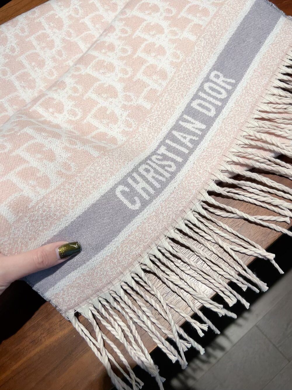 Dior Monogram Fringe Scarf — detail