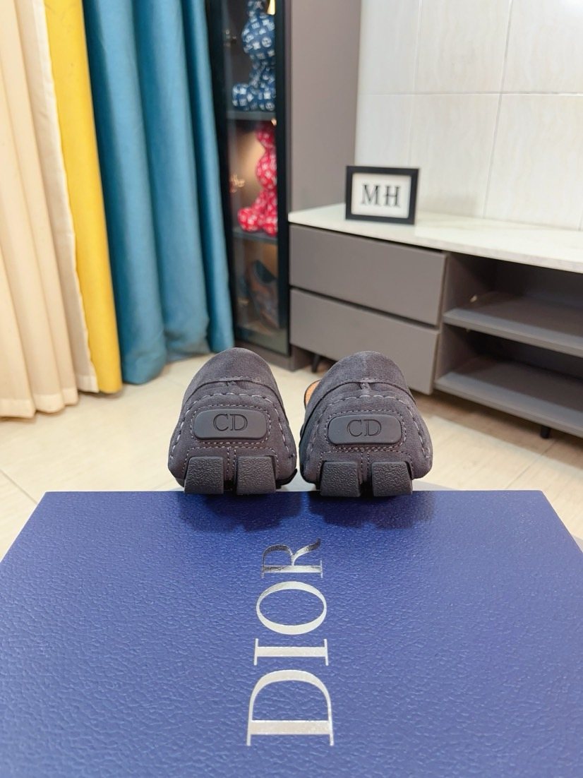 Dior Dark Gray Metal Accent Loafers — back