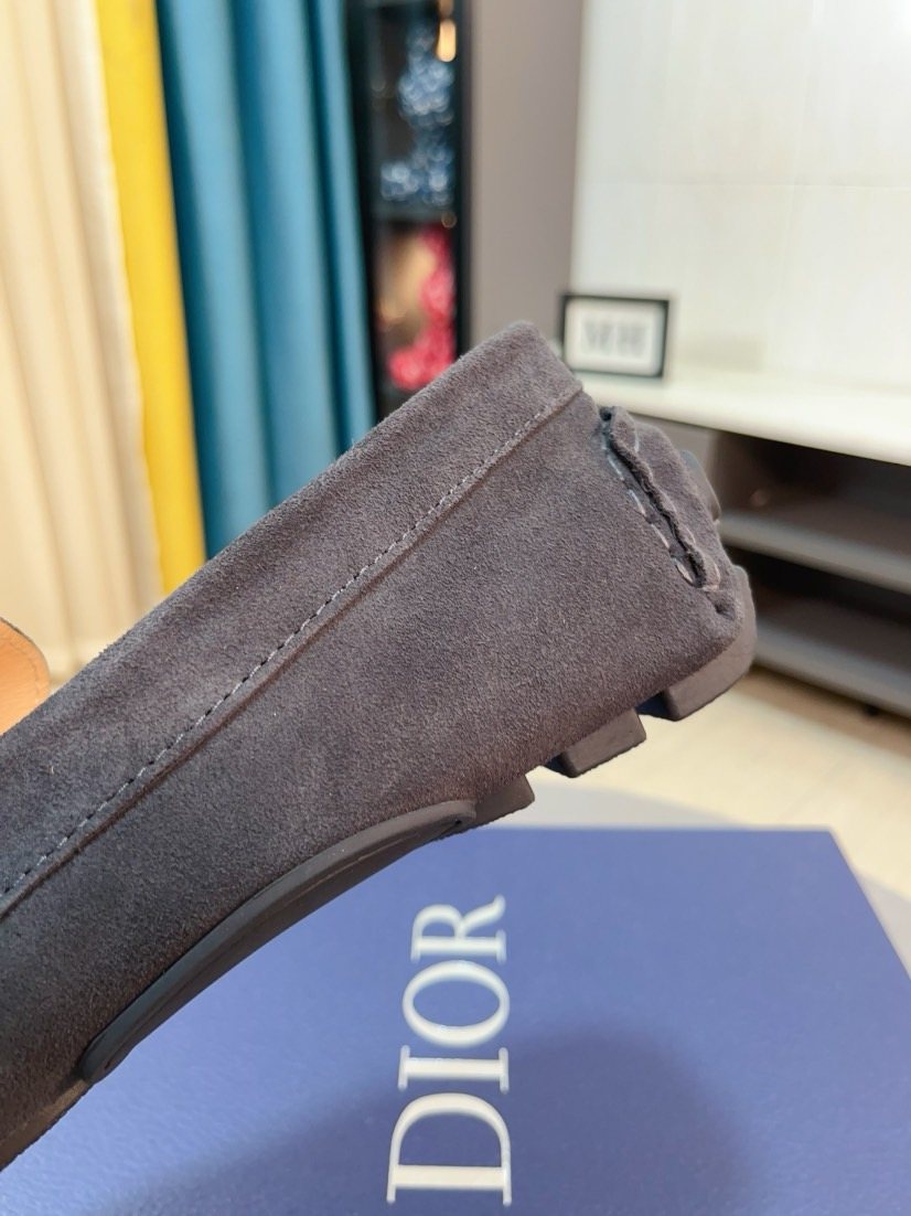 Dior Dark Gray Metal Accent Loafers — back