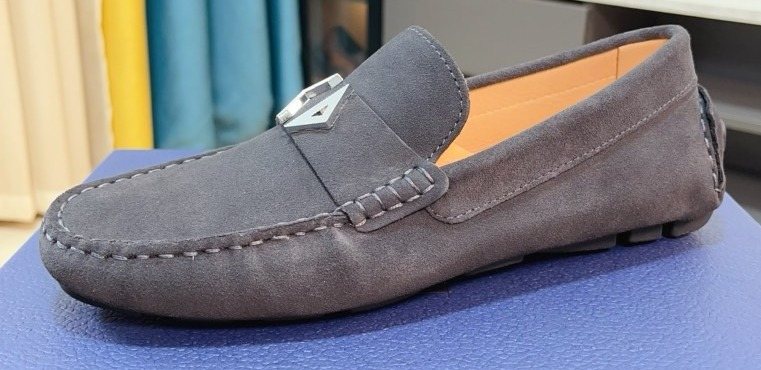 Dior Dark Gray Metal Accent Loafers — front