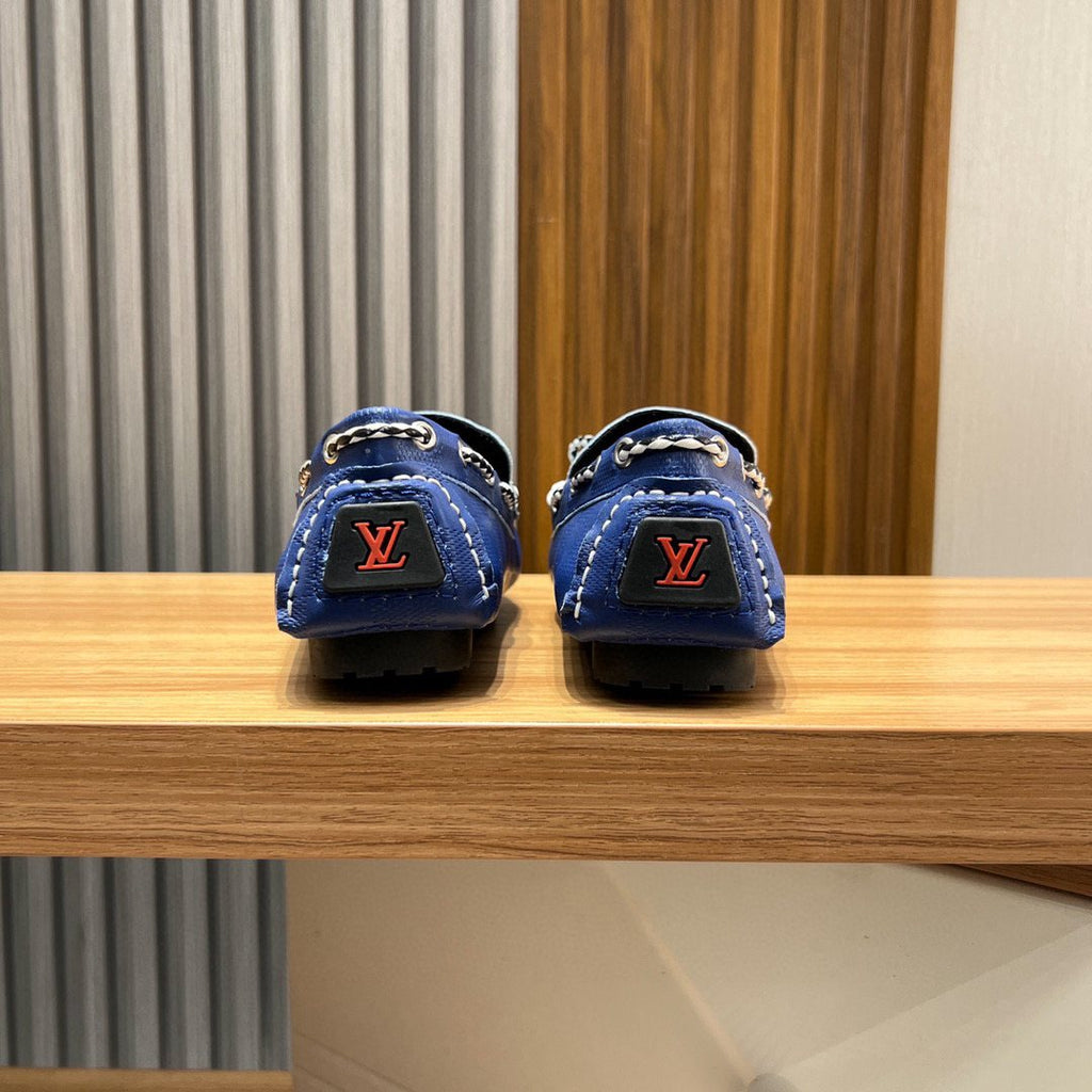 Louis Vuitton Light Blue & Navy Driving Loafers — back