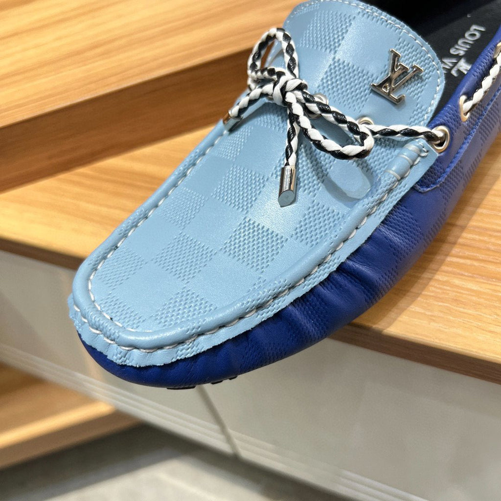 Louis Vuitton Light Blue & Navy Driving Loafers — detail