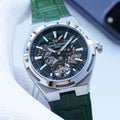 Vacheron Constantin Silver Green Strap Watch — hero