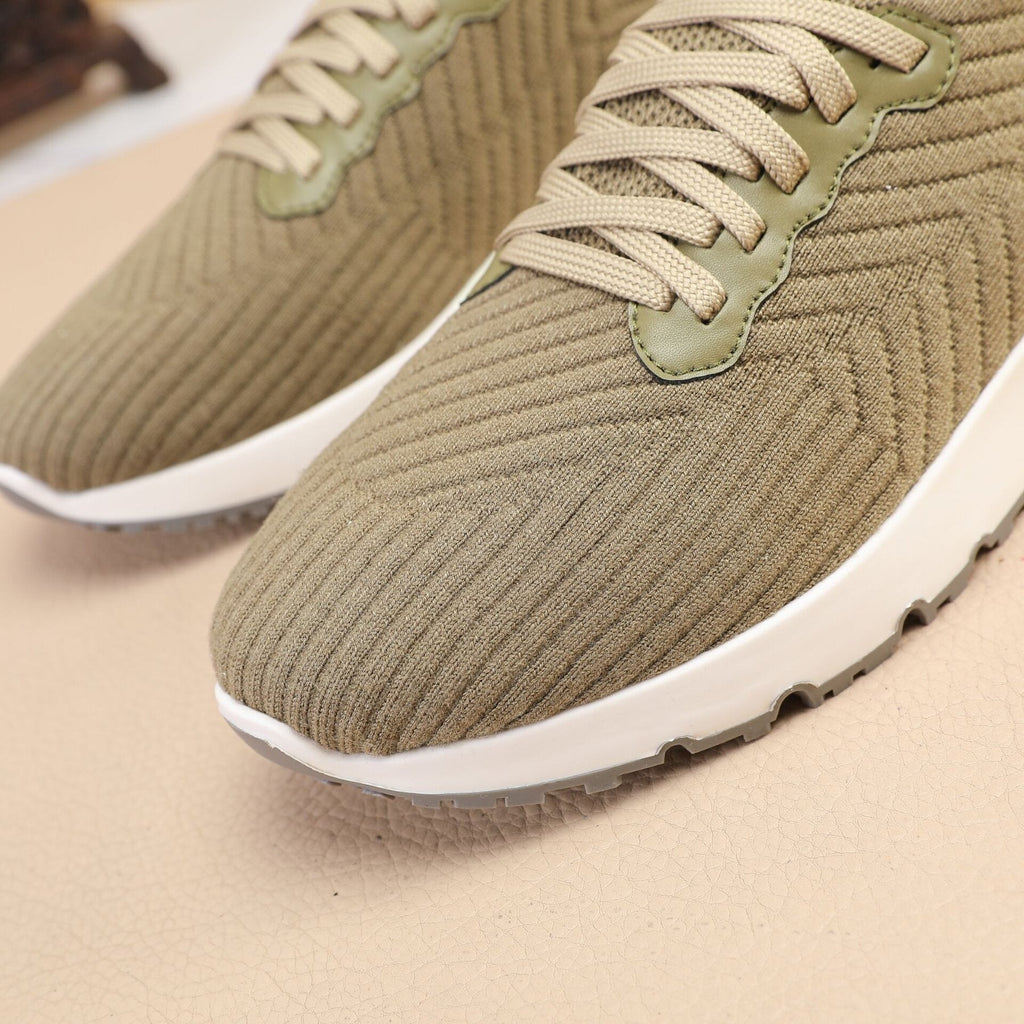 Brunello Cucinelli Olive Green Knit Sneakers — detail