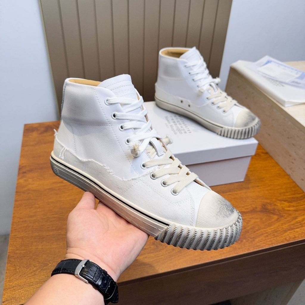 Maison Margiela White High-Top Lace-Up Sneakers — side