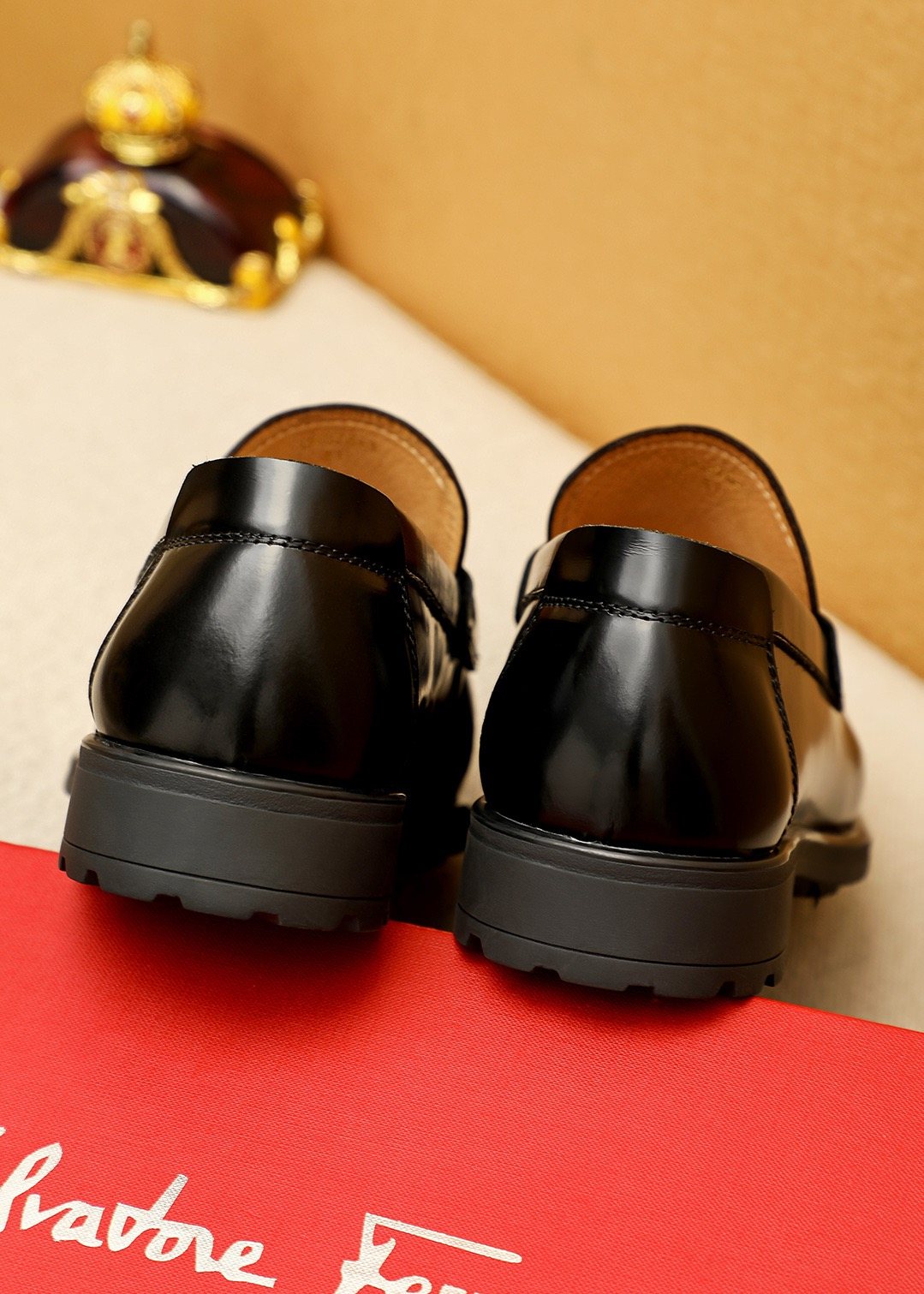 Ferragamo Black Bit Loafers — back