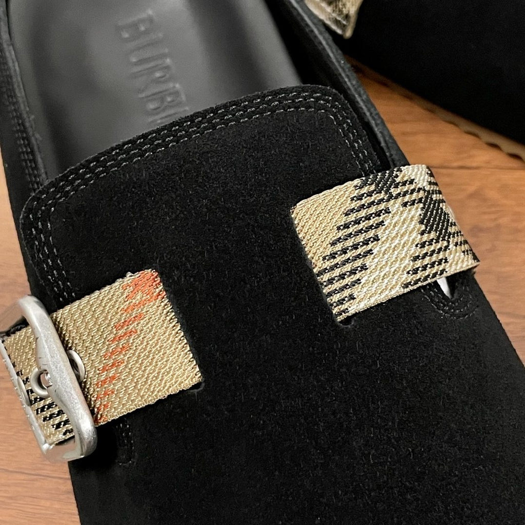 Burberry Check Buckle Slide Sandals — front