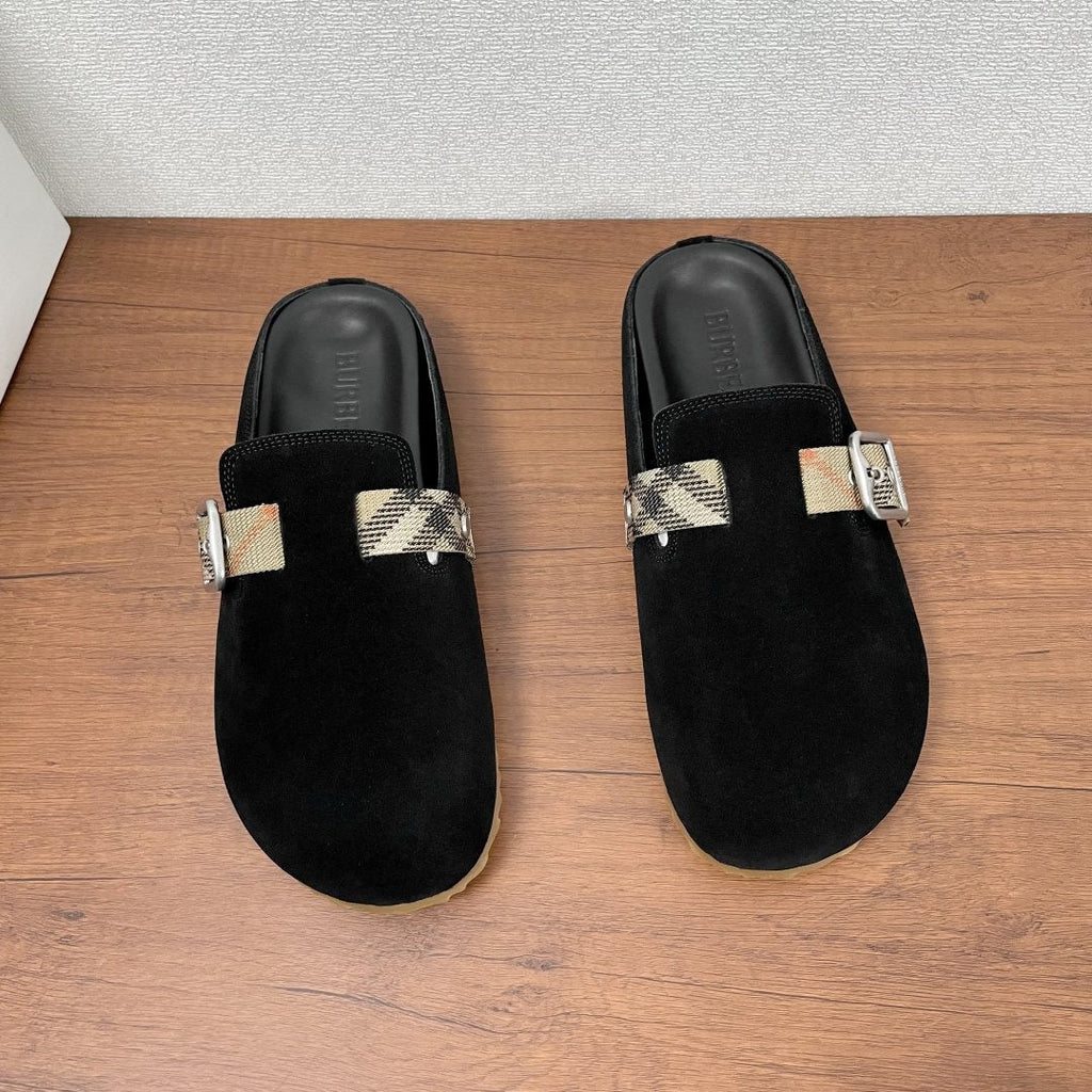 Burberry Check Buckle Slide Sandals — front
