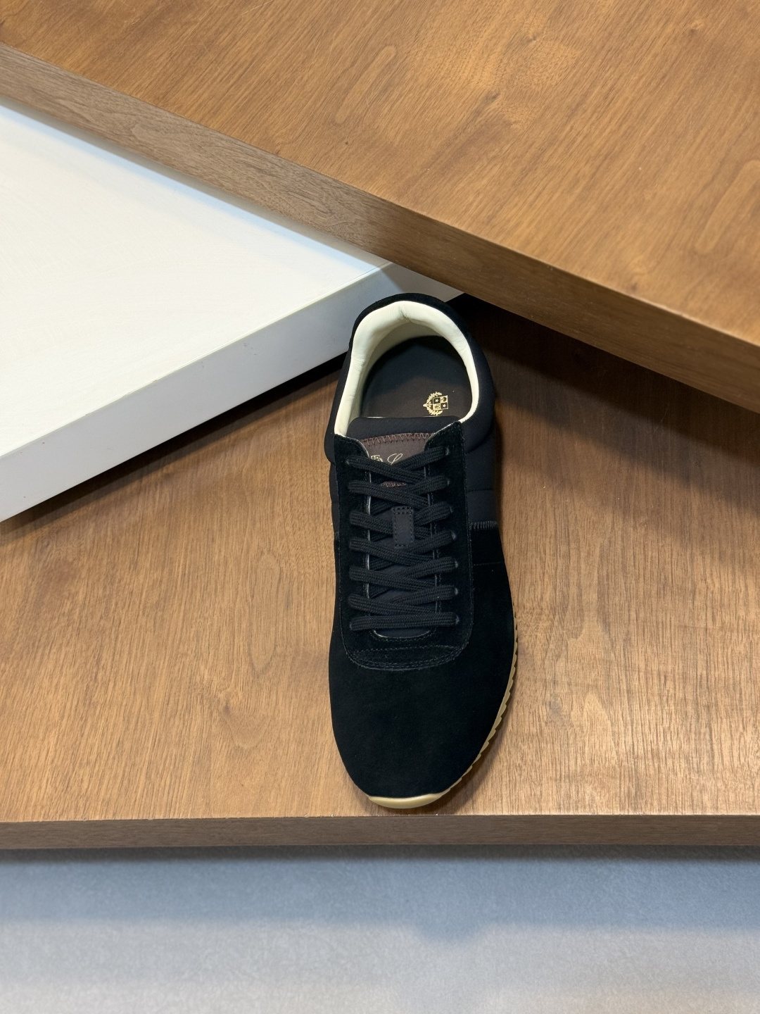 Loro Piana Black Suede Low-Top Sneakers — front