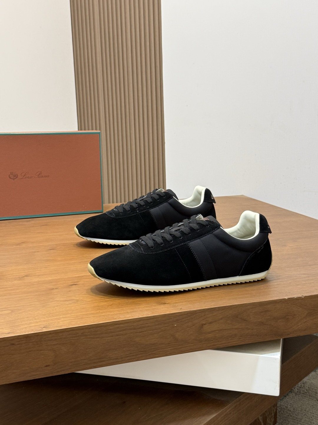 Loro Piana Black Suede Low-Top Sneakers — front