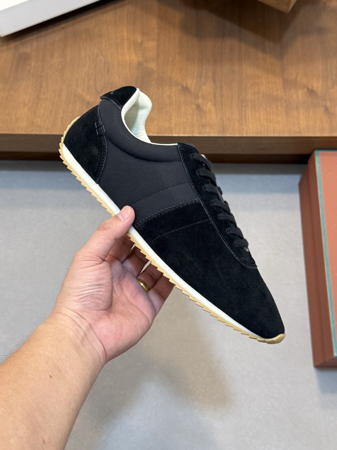 Loro Piana Black Suede Low-Top Sneakers — model