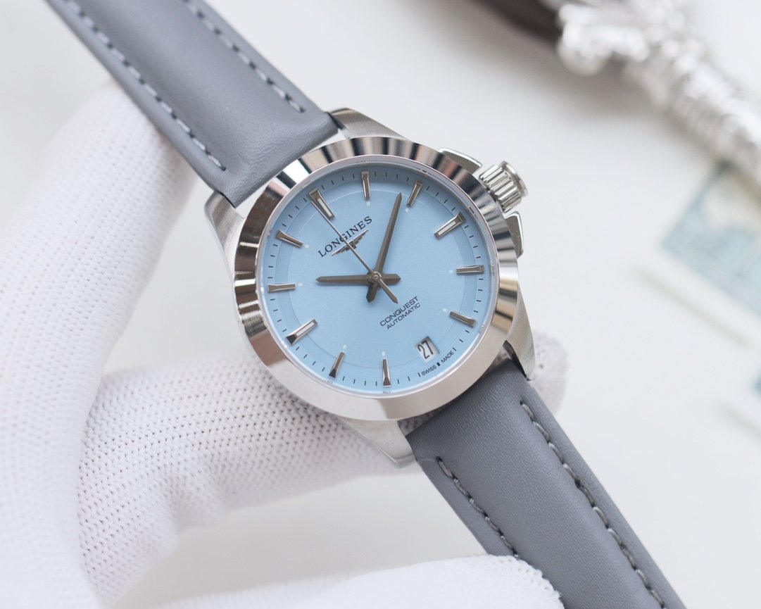 Longines Silver Blue Dial Strap Watch — hero