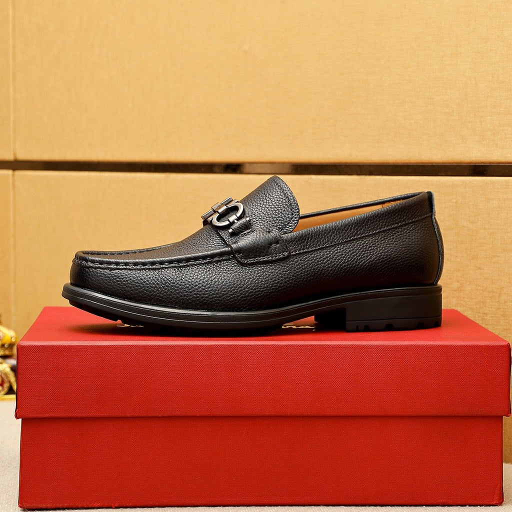 Ferragamo Black Bit Loafers — side