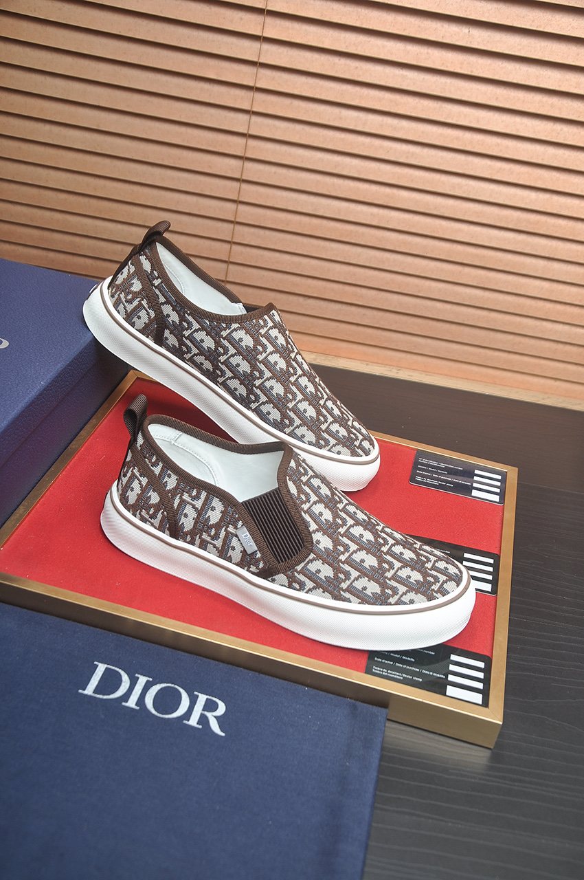 Dior Patterned Slip-On Shoes — side