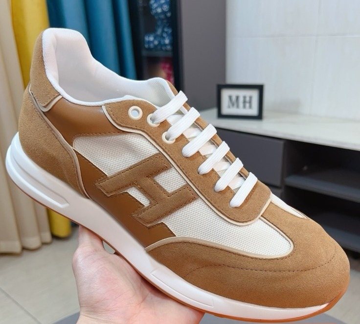 Hermès Tan H-Overlay Sneakers — front