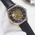 PATEK PHILIPPE Rose Gold Black Dial Leather Strap Watch — hero