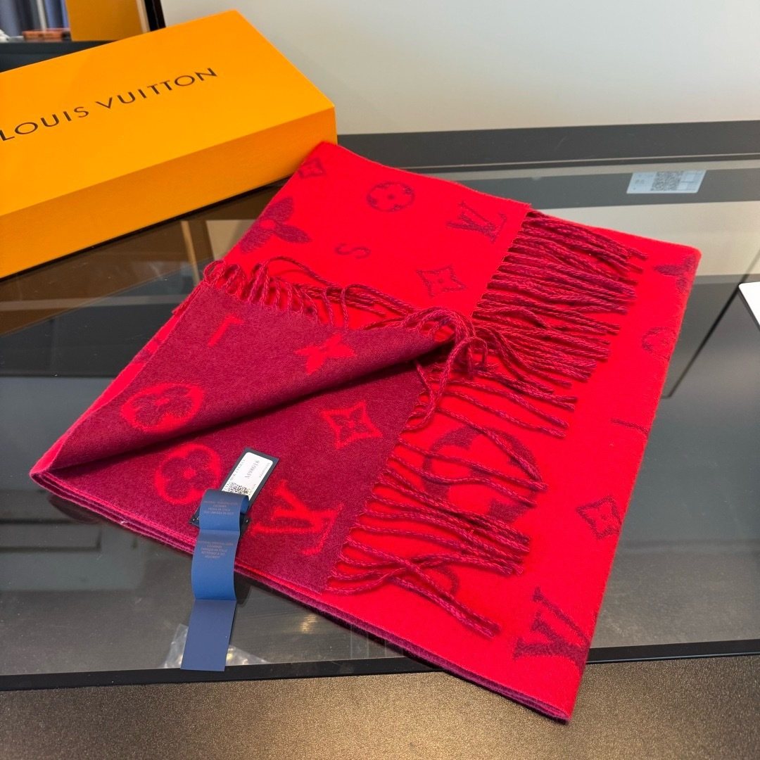 Louis Vuitton Reykjavik 2.0 Red Monogram Scarf — side
