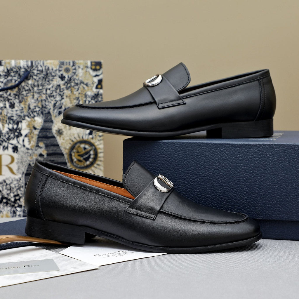 Dior Black Buckle Loafers — side