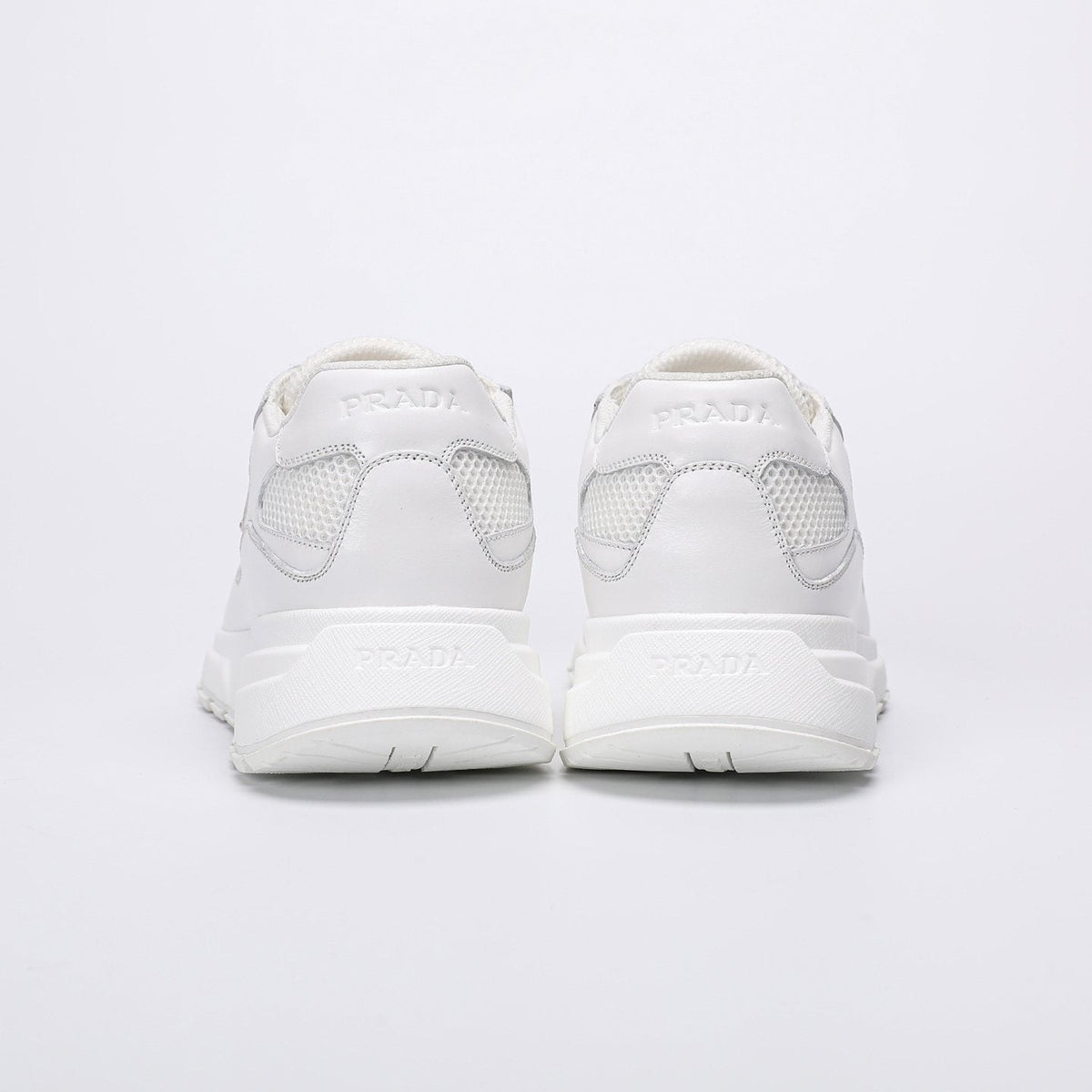 Prada White Leather Low-Top Sneakers — back