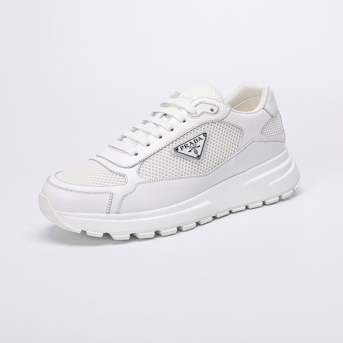 Prada White Leather Low-Top Sneakers — hero