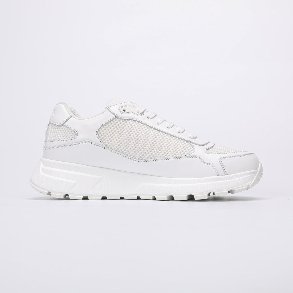 Prada White Leather Low-Top Sneakers — side