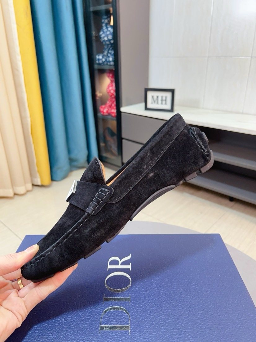 Black Textured Slip-On Loafers — side
