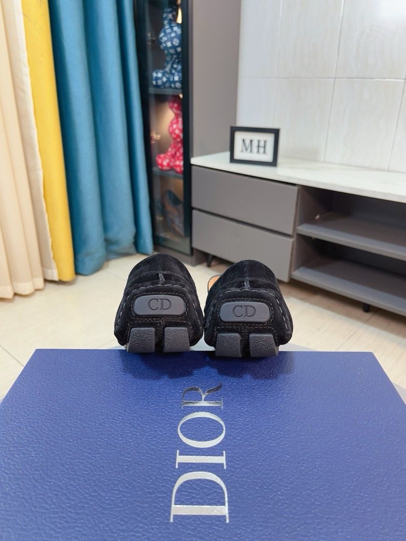 Black Textured Slip-On Loafers — back