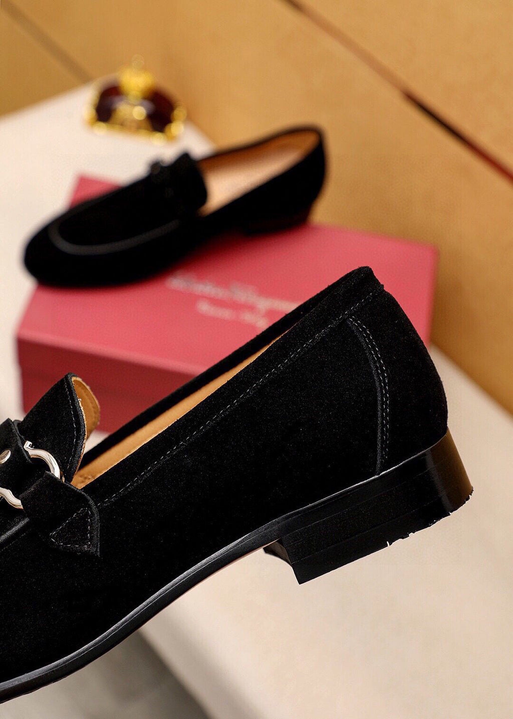 Ferragamo Black Hardware Loafers — detail