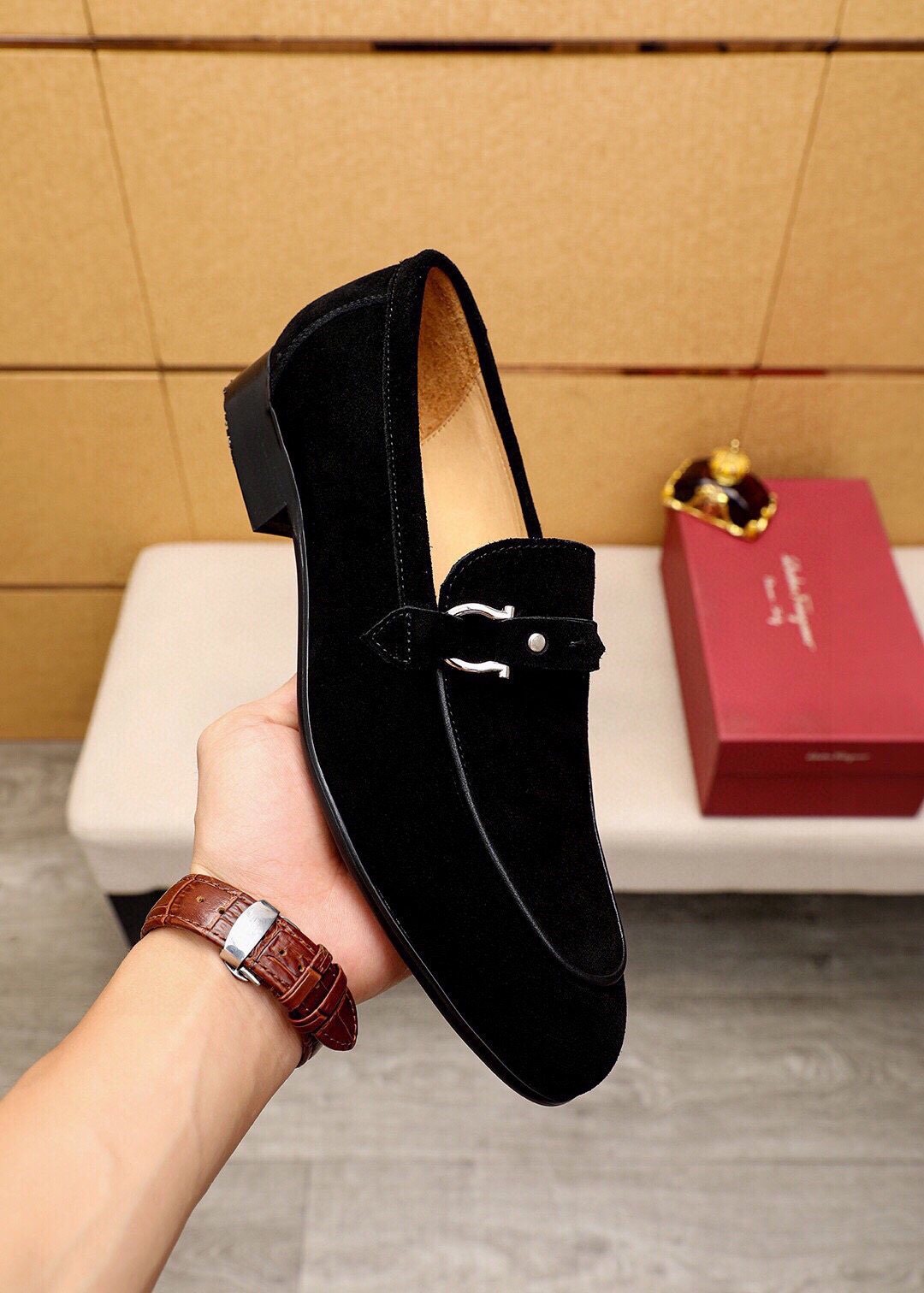 Ferragamo Black Hardware Loafers — model