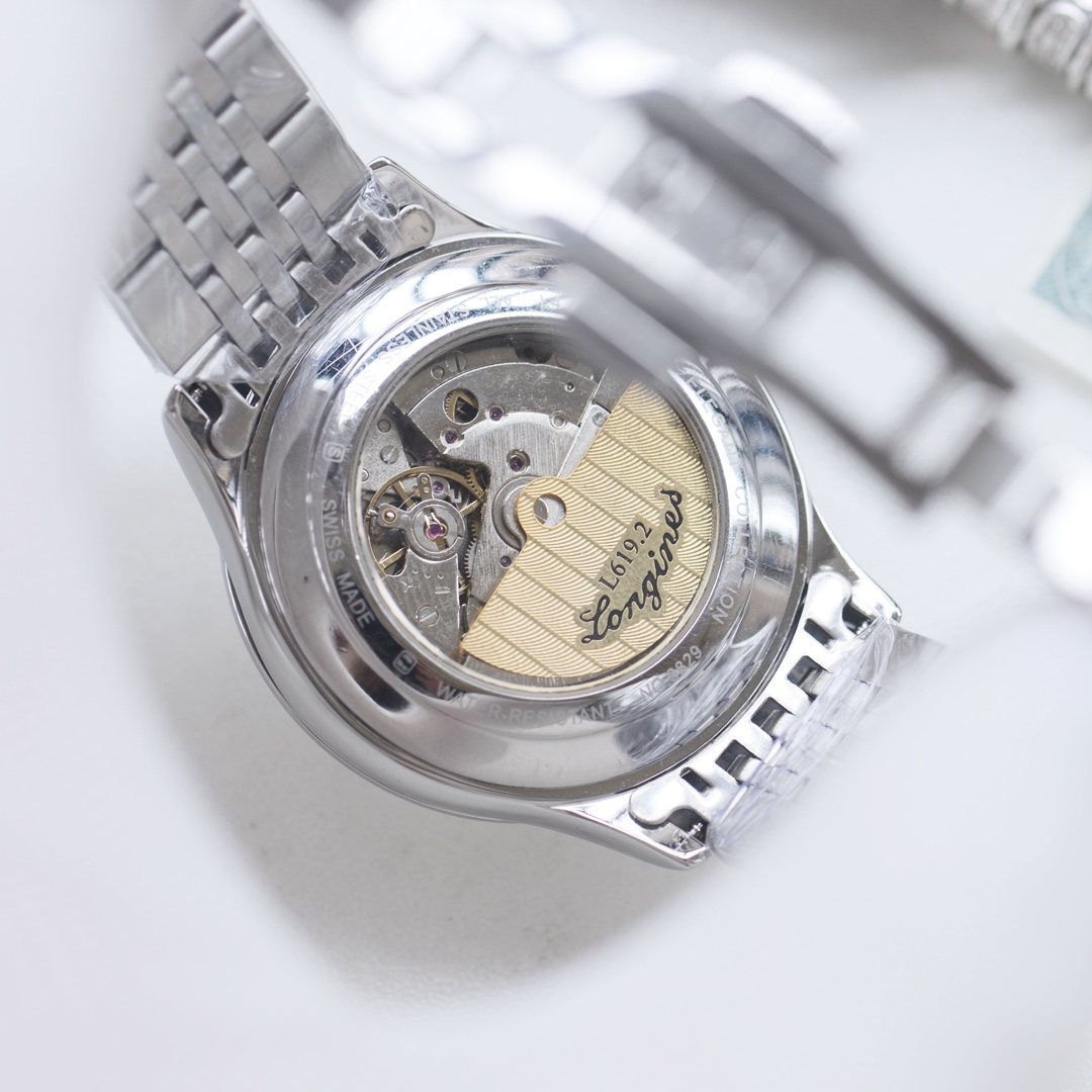 Longines Silver Gold White Dial Bracelet Watch — back