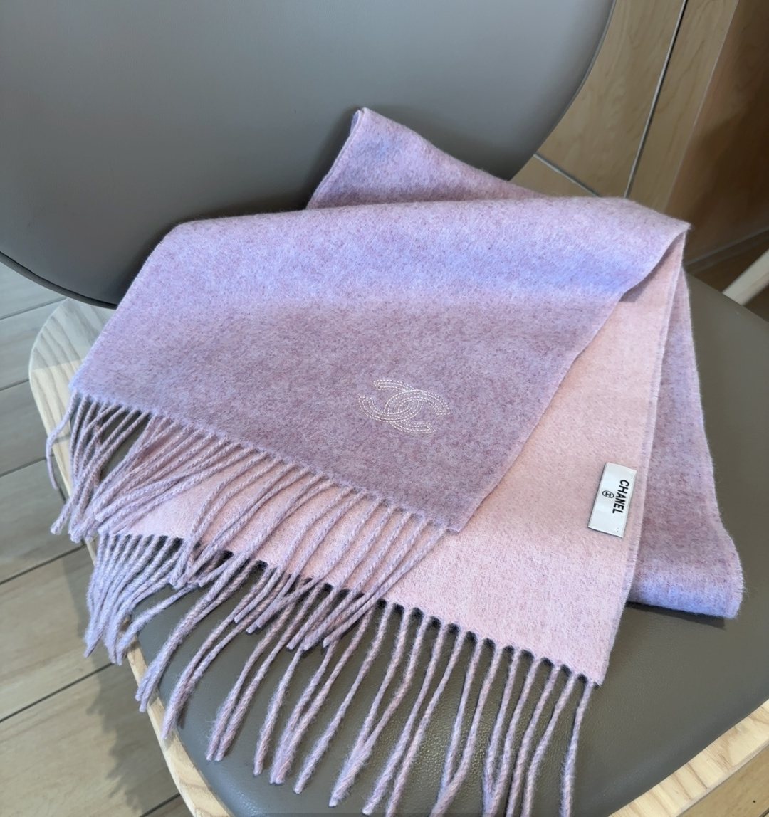 Chanel Fringed Logo Scarf — front