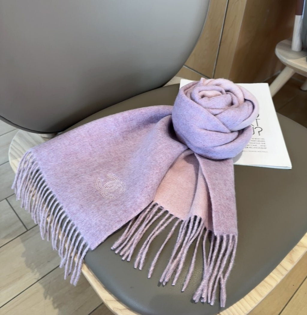 Chanel Fringed Logo Scarf — side