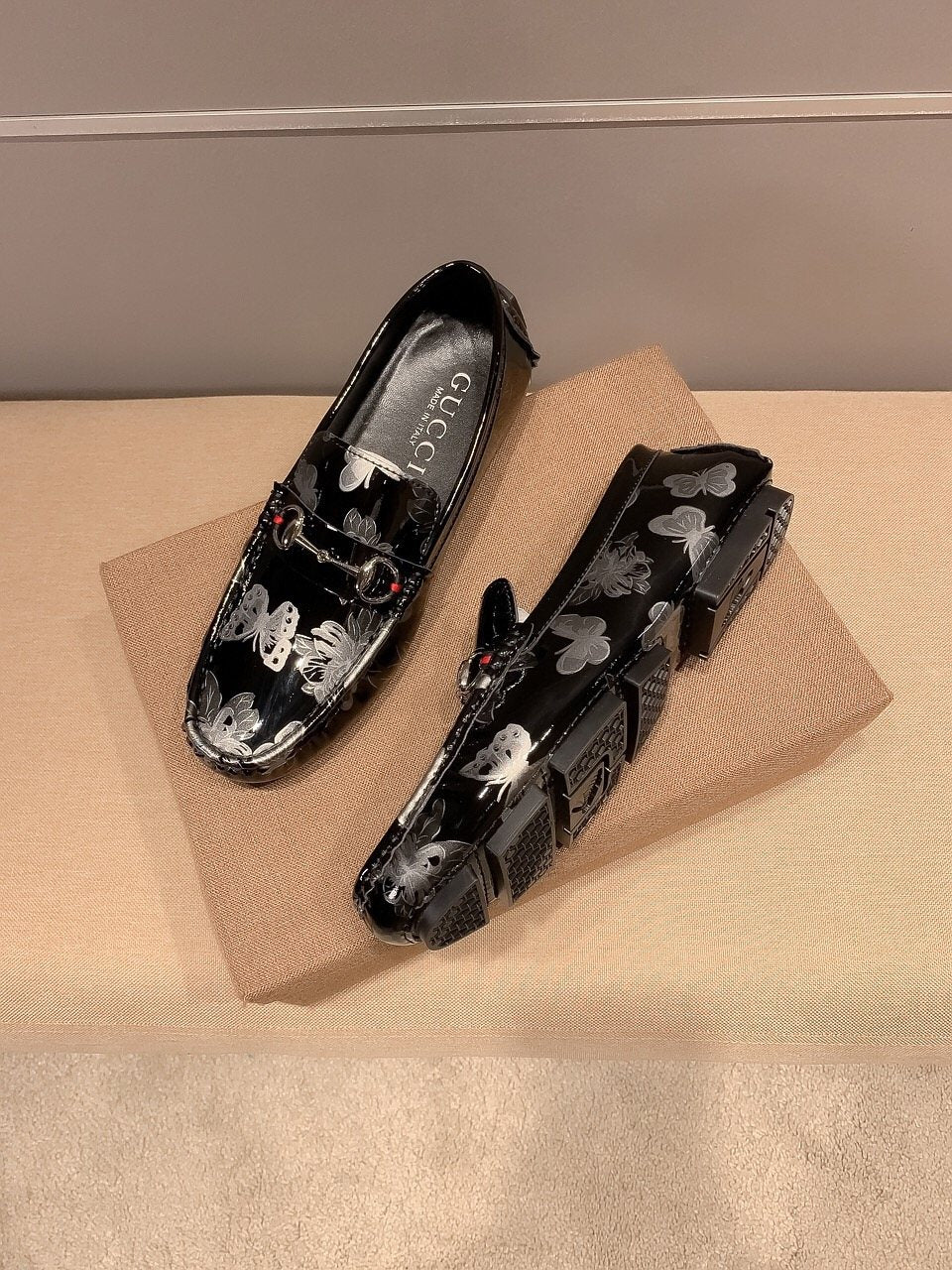 Gucci Butterfly Print Loafers — front