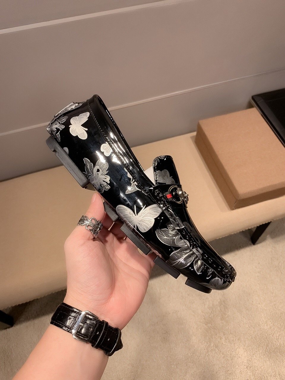Gucci Butterfly Print Loafers — side