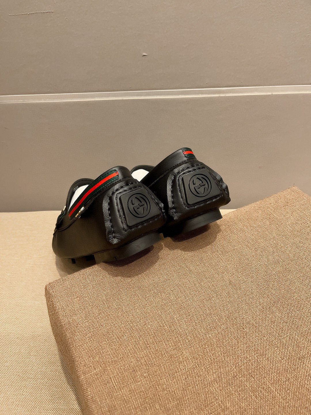 Gucci Black Web Buckle Loafers — back