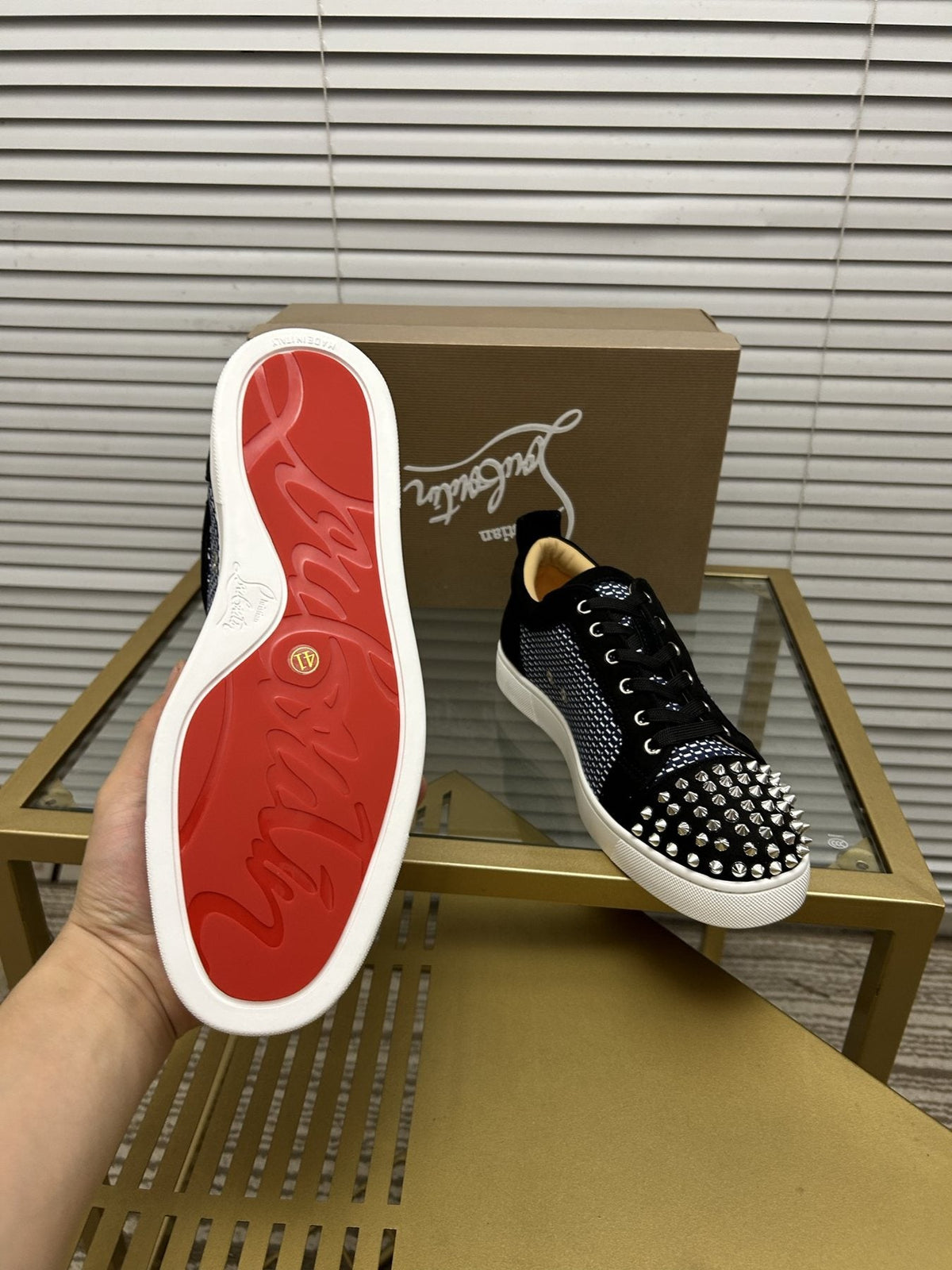 Christian Louboutin Studded Toe Low-Top Sneakers — detail