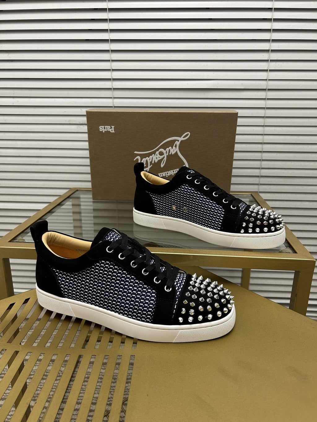 Christian Louboutin Studded Toe Low-Top Sneakers — front