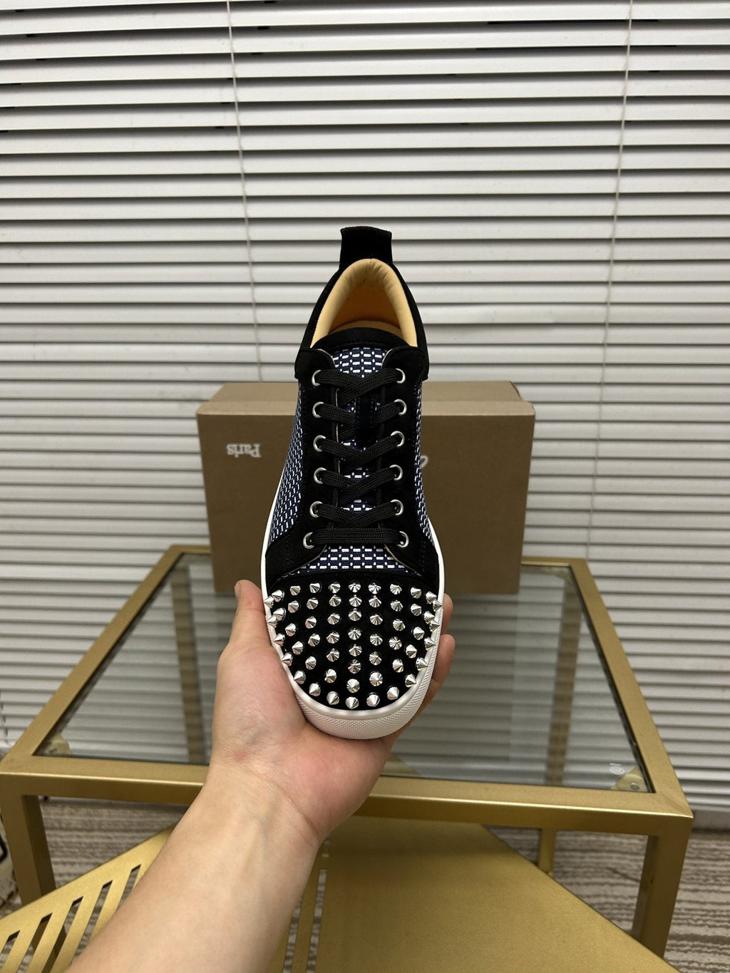 Christian Louboutin Studded Toe Low-Top Sneakers — front