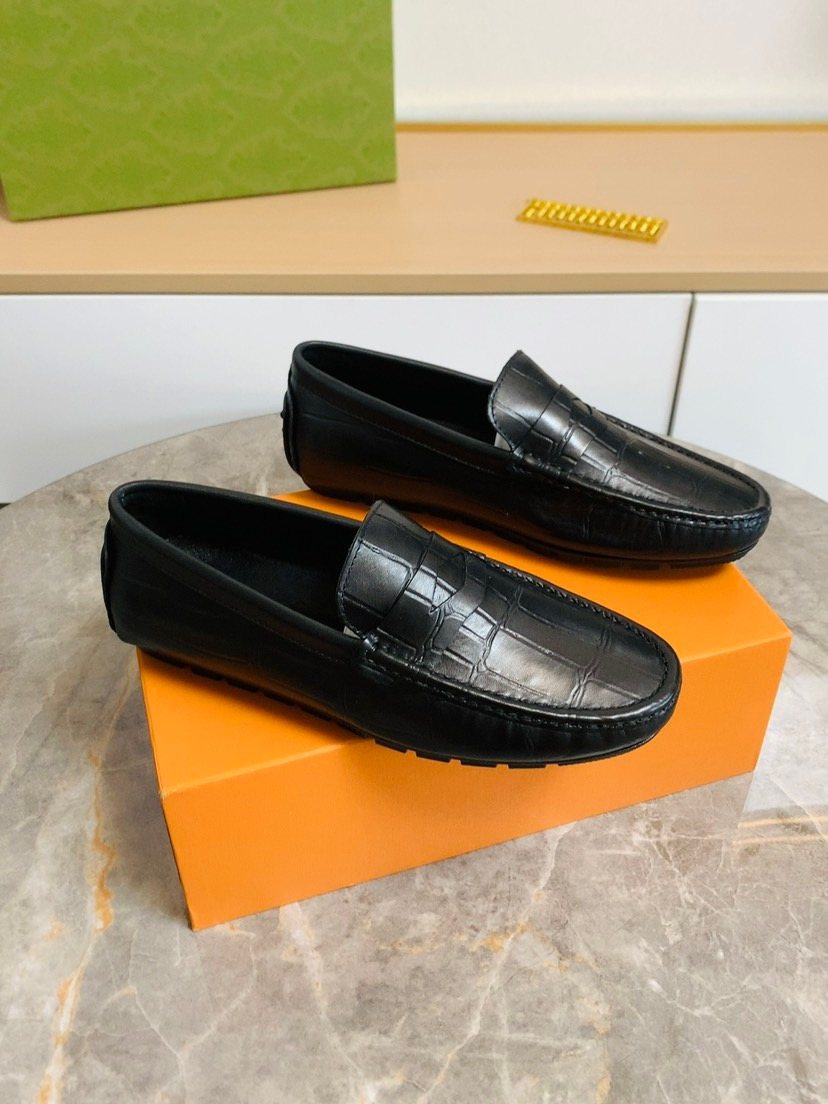 Louis Vuitton Black Leather Slip-On Loafers — hero