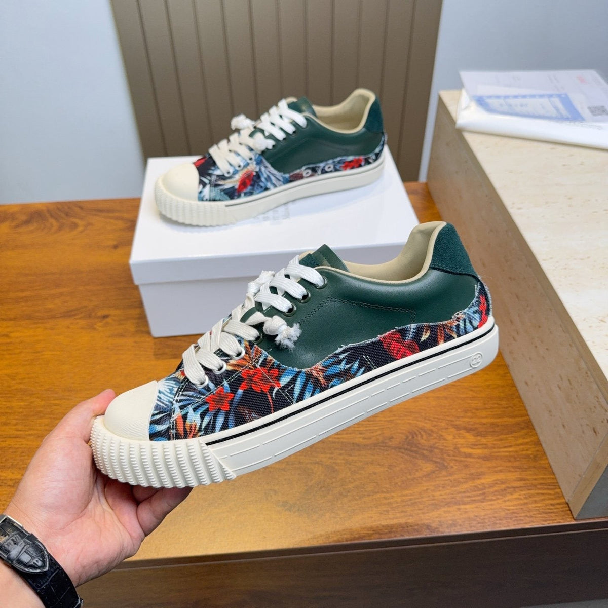 Maison Margiela Floral Panel Low-Top Sneakers — side