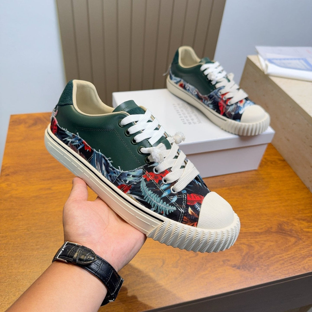 Maison Margiela Floral Panel Low-Top Sneakers — side