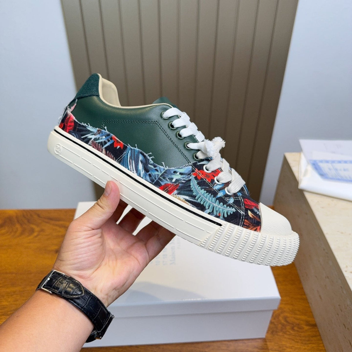 Maison Margiela Floral Panel Low-Top Sneakers — front