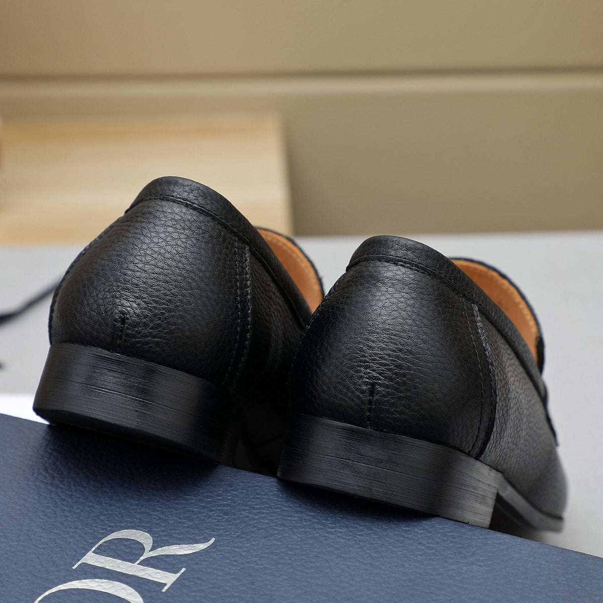 Dior Black Pebbled Leather Loafers — front
